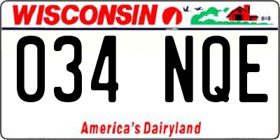 WI license plate 034NQE
