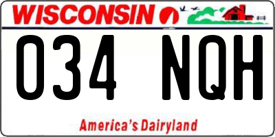 WI license plate 034NQH