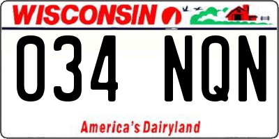 WI license plate 034NQN
