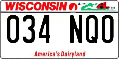 WI license plate 034NQO