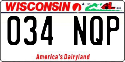 WI license plate 034NQP