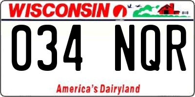WI license plate 034NQR