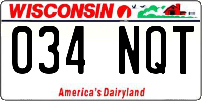 WI license plate 034NQT