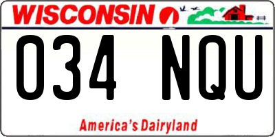 WI license plate 034NQU