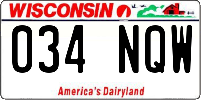 WI license plate 034NQW