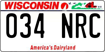 WI license plate 034NRC