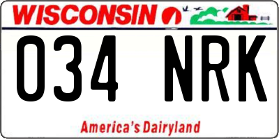 WI license plate 034NRK