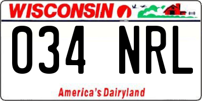 WI license plate 034NRL