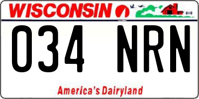 WI license plate 034NRN