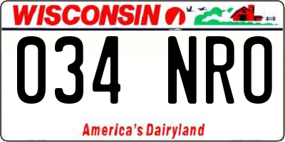 WI license plate 034NRO