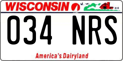 WI license plate 034NRS