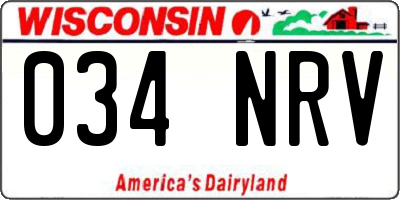 WI license plate 034NRV