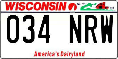 WI license plate 034NRW