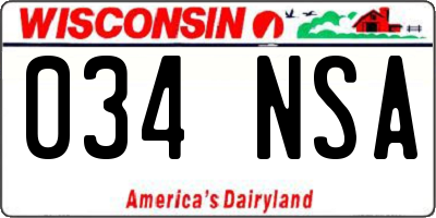 WI license plate 034NSA