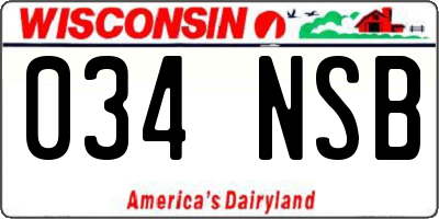 WI license plate 034NSB