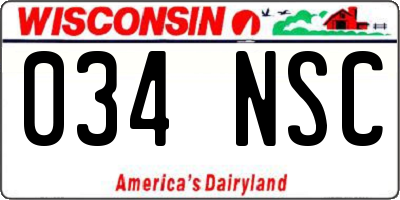 WI license plate 034NSC