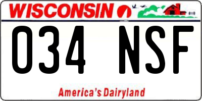 WI license plate 034NSF