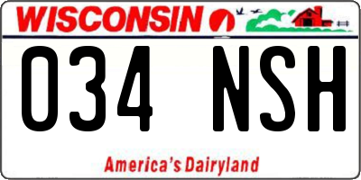 WI license plate 034NSH