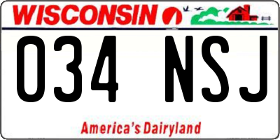 WI license plate 034NSJ