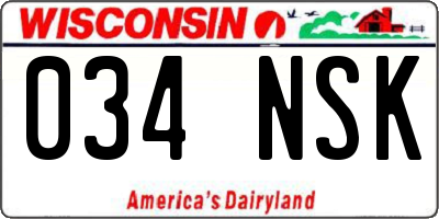 WI license plate 034NSK