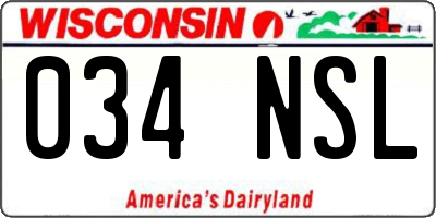 WI license plate 034NSL
