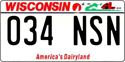 WI license plate 034NSN