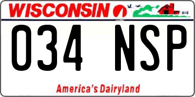 WI license plate 034NSP