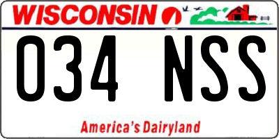 WI license plate 034NSS