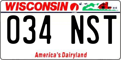 WI license plate 034NST
