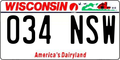 WI license plate 034NSW