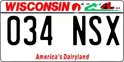 WI license plate 034NSX