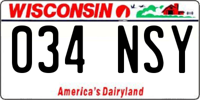 WI license plate 034NSY