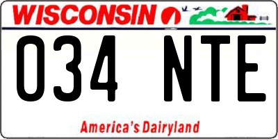 WI license plate 034NTE