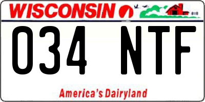 WI license plate 034NTF