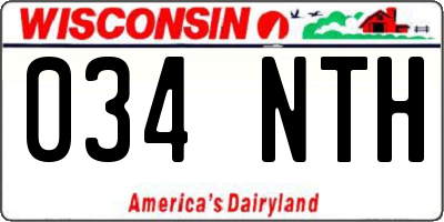WI license plate 034NTH