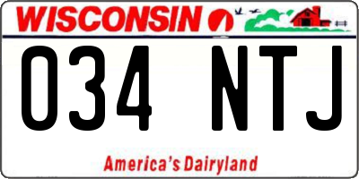 WI license plate 034NTJ