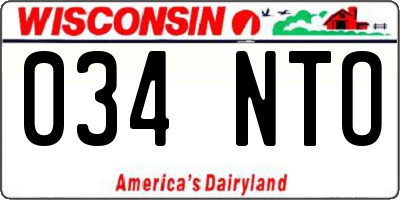 WI license plate 034NTO
