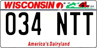 WI license plate 034NTT