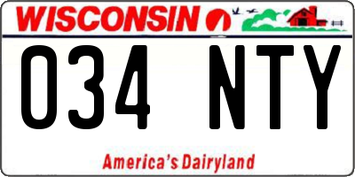 WI license plate 034NTY