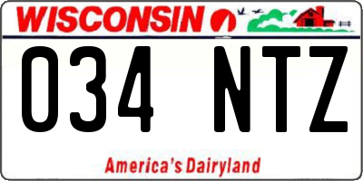 WI license plate 034NTZ