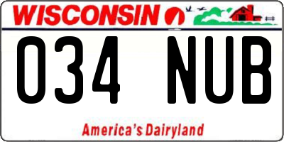 WI license plate 034NUB