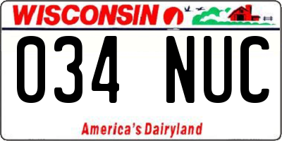WI license plate 034NUC