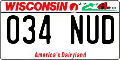 WI license plate 034NUD