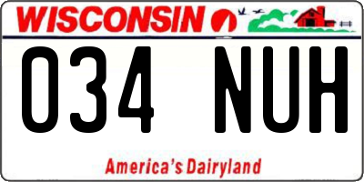 WI license plate 034NUH