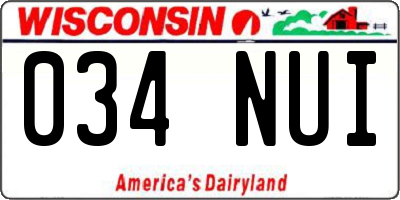 WI license plate 034NUI
