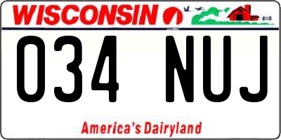 WI license plate 034NUJ