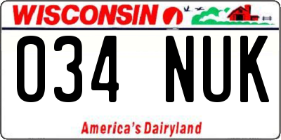 WI license plate 034NUK