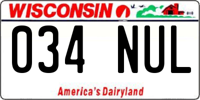 WI license plate 034NUL