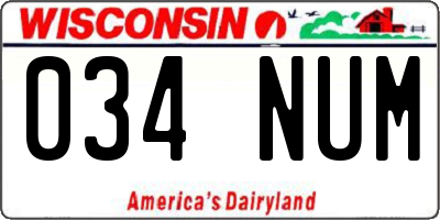 WI license plate 034NUM