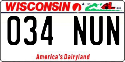 WI license plate 034NUN